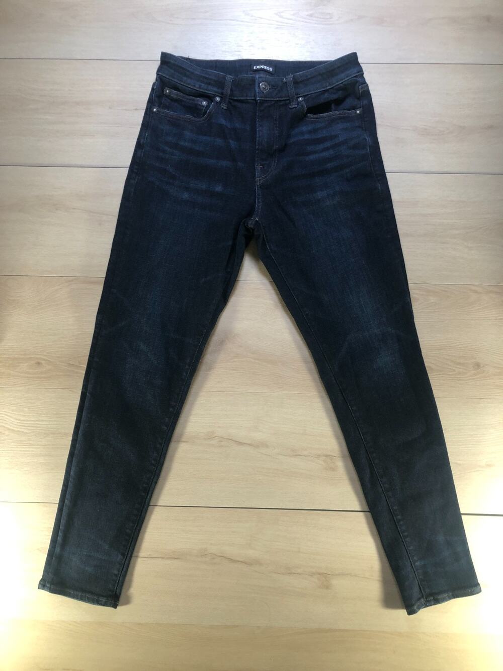 Express Dark Wash Slim Fit Straight Stretch Denim Jeans Blue 31x34 [0003]